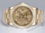 Copy Rolex Gold DayDate Watch Diamond Bezel Gold Face